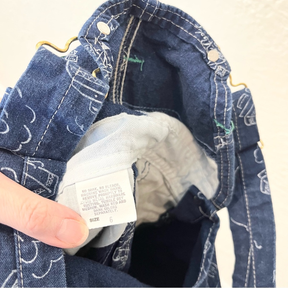 Vintage OshKosh B'gosh Overalls Denim Blue Boats 6 Toddler - Picture 8 of 11